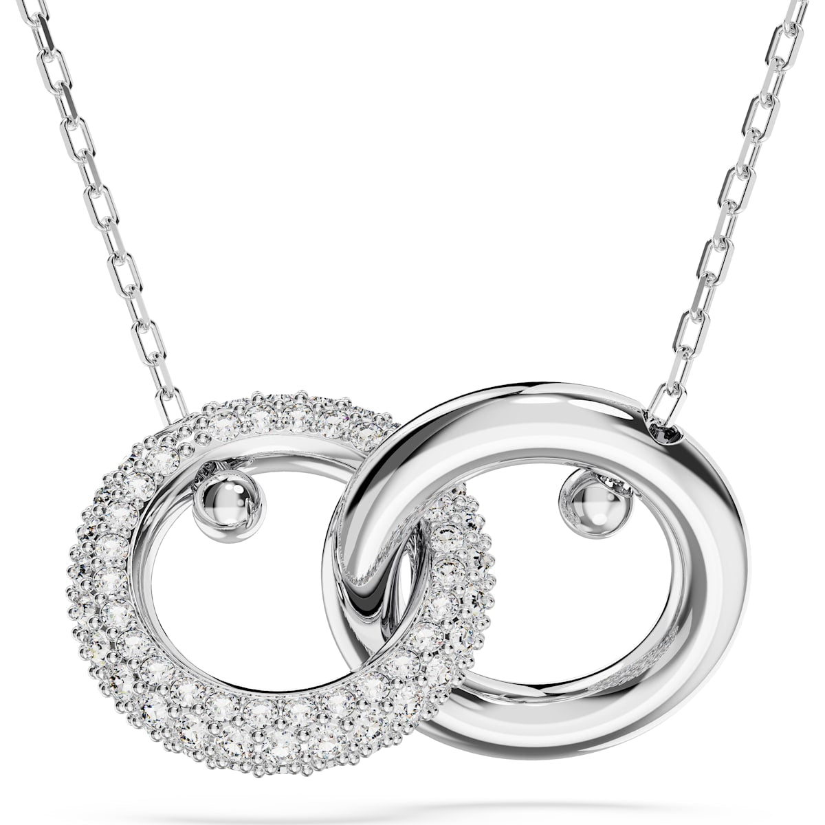 Dextera pendant, Interlocking loop, White, Rhodium plated 5670251
