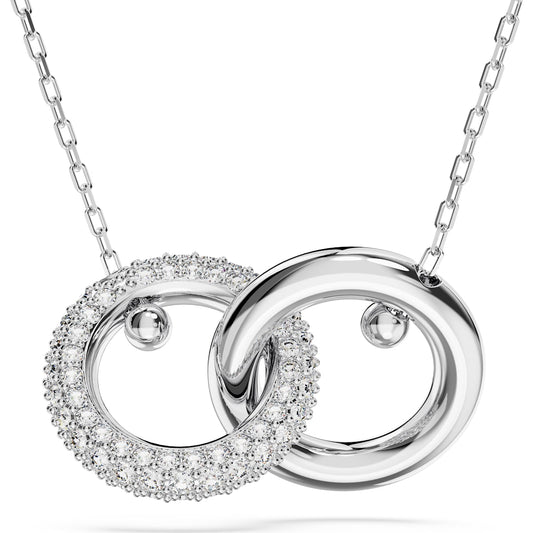 Dextera pendant, Interlocking loop, White, Rhodium plated 5670251