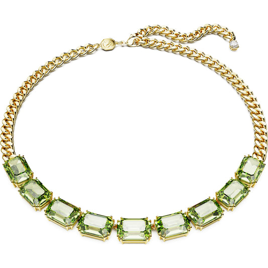 Millenia necklace, Octagon cut, Green, Gold-tone plated 5671255