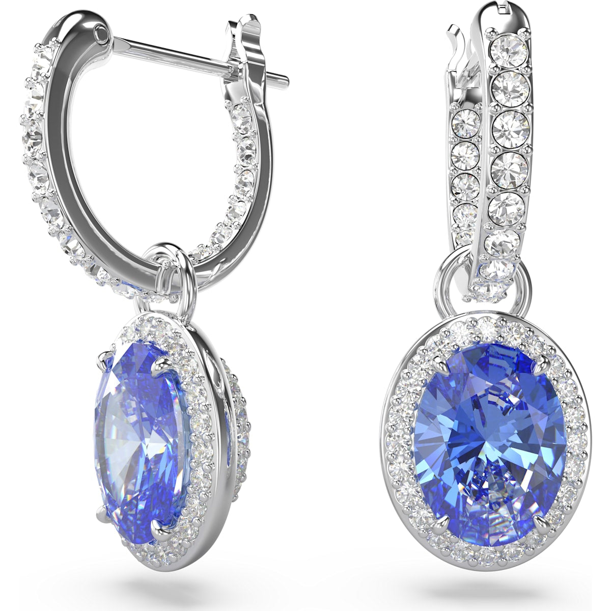 Constella drop earrings, Oval cut, Blue, Rhodium plated 5671817