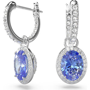 Constella drop earrings, Oval cut, Blue, Rhodium plated 5671817