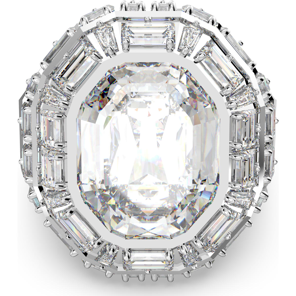 Mesmera cocktail ring, Octagon cut, White, Rhodium plated
5674298