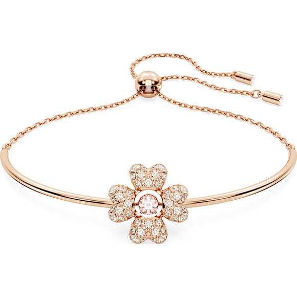 Idyllia bracelet, Clover, White, Rose gold-tone plated 5674487