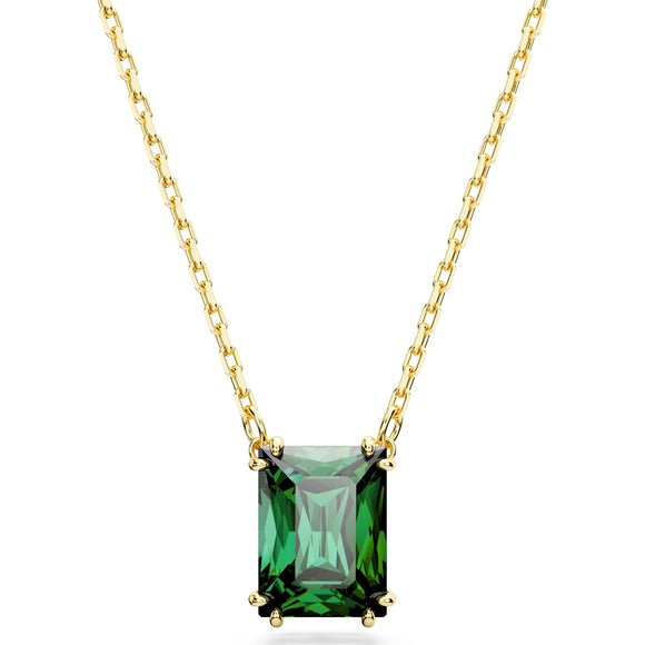 Matrix pendant, Rectangular cut, Green, Gold-tone plated 5677141