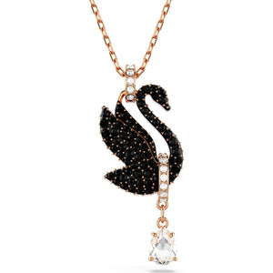 Swarovski Swan pendant, Swan, Black, Rose gold-tone plated 5678045
