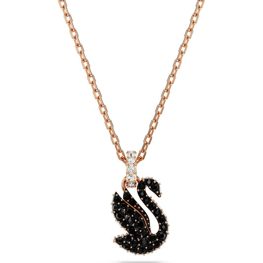 Swarovski Swan pendant, Swan, Small, Black, Rose gold-tone plated 5678046