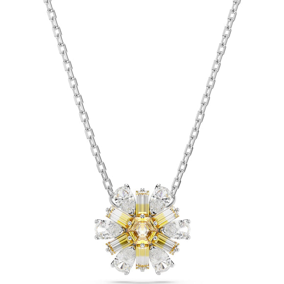 Idyllia pendant, Flower, Yellow, Rhodium plated 5679939