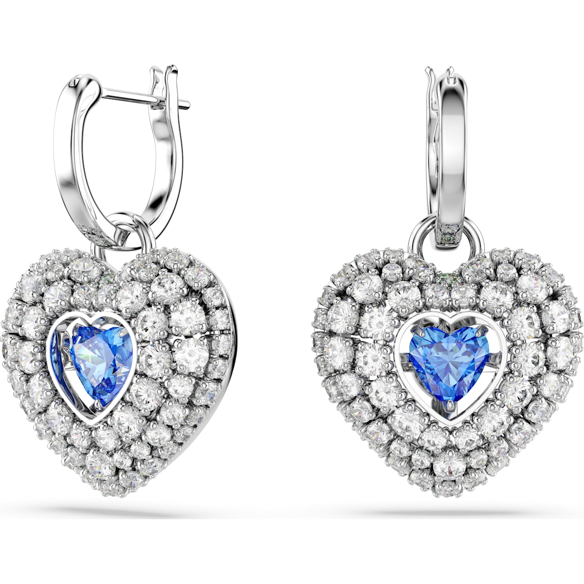 Hyperbola drop earrings, Heart, Blue, Rhodium plated 5680392