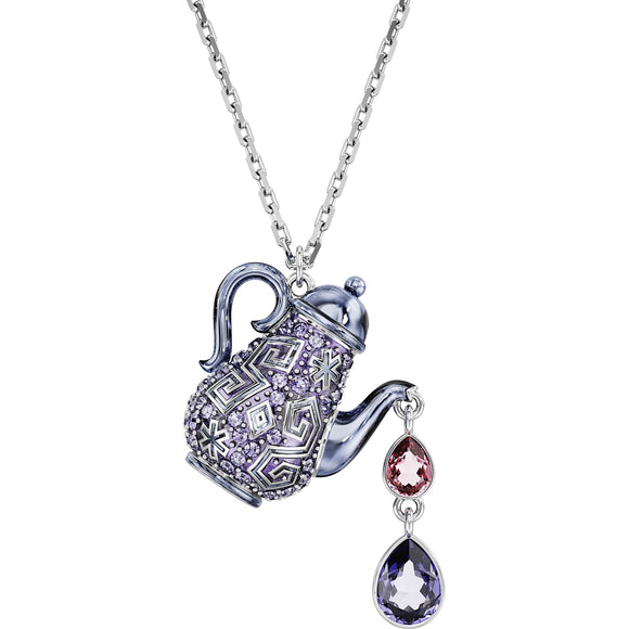 Alice in Wonderland pendant, Teapot, Purple, Rhodium plated 5682807
