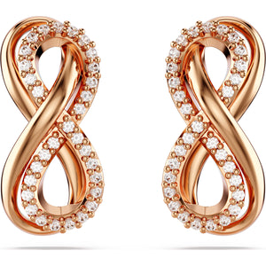 Hyperbola stud earrings, Infinity, White, Rose gold-tone plated
5684085