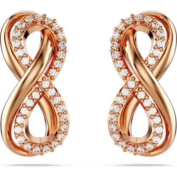 Hyperbola stud earrings, Infinity, White, Rose gold-tone plated
5684085