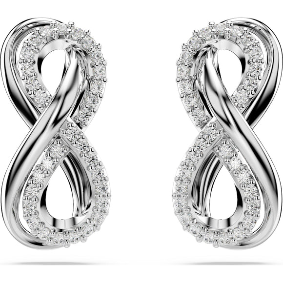Hyperbola stud earrings, Infinity, White, Rhodium plated
5687269