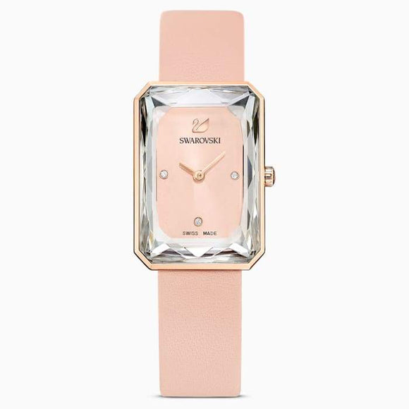 Uptown Watch, Leather strap, Pink, Rose-gold tone PVD 5547719