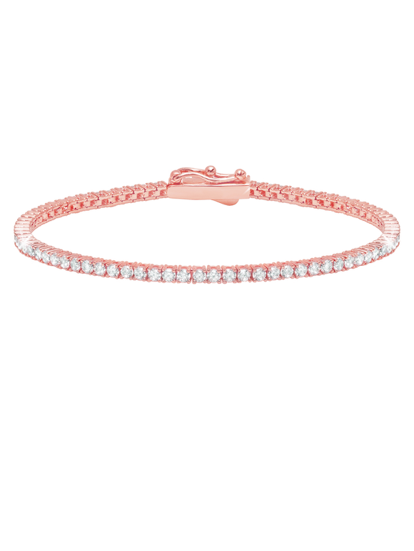 CLASSIC SMALL BRILLIANT TENNIS BRACELET FINISHED IN 18KT ROSE GOLD 6.5