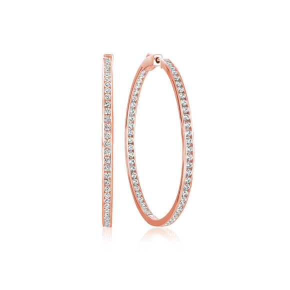 Classic Inside Out Hoop Earrings Finished in 18kt Rose Gold - 1.3