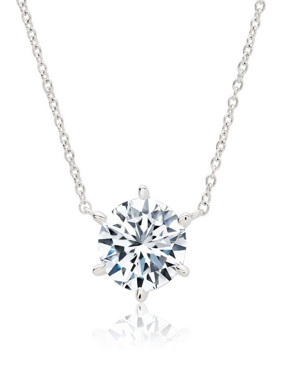 SOLITAIRE BRILLIANT NECKLACE - 6 PRONG -FINISHED IN PURE PLATINUM SKU: 9010971N16CZ