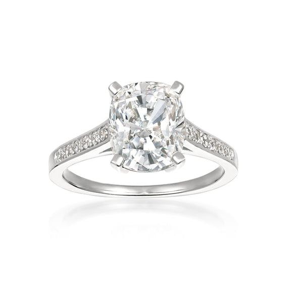 RADIANT CUSHION CUT RING FINISHED IN PURE PLATINUM