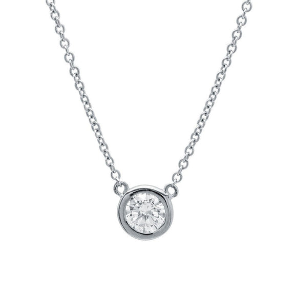 SOLITAIRE BEZEL PENDANT SMALL FINISHED IN PURE PLATINUM 902223N16CZ