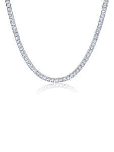 PRINCESS CUT 3MM TENNIS NECKLACE FINISHED IN PURE PLATINUM 18"
