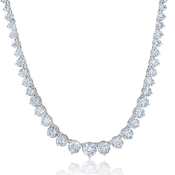 CLASSIC SMALL GRADUATED TENNIS NECKLACE FINISHED IN PURE PLATINUM 9012320N16CZ