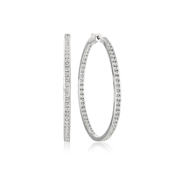 CLASSIC INSIDE OUT HOOP EARRINGS FINISHED IN PURE PLATINUM - 1.3