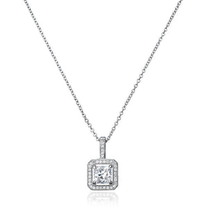 PRINCESS CUT PENDANT WITH HALO FINISHED IN PURE PLATINUM 909520N16CZ