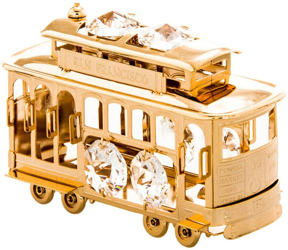San Francisco Cable Car 24k Gold Plated Figurine with Swarovski crystal Elements