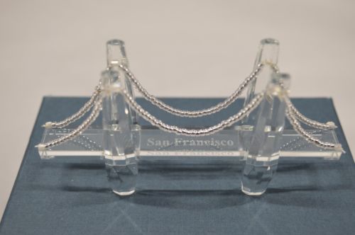 Crystal bridge on blue box.