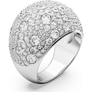 Luna cocktail ring, Moon, White, Rhodium plated