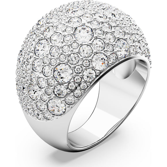 Luna cocktail ring, Moon, White, Rhodium plated