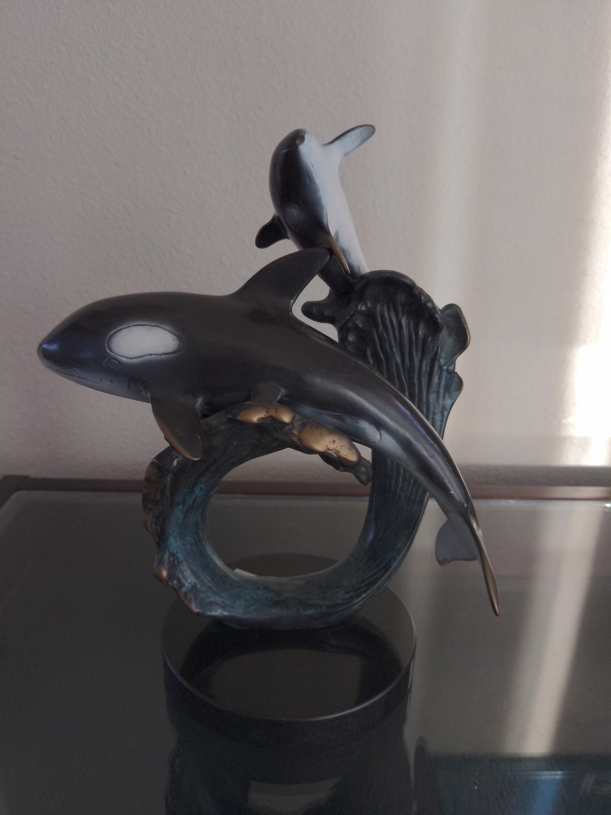 Orca Pair on Wave Wave Sculpture by SPI

