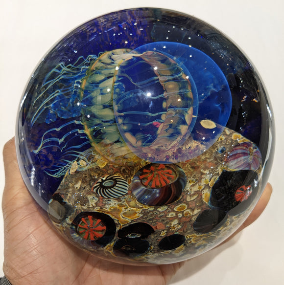 Satava Art Glass JELLYFISH SIDE SEASCAPE