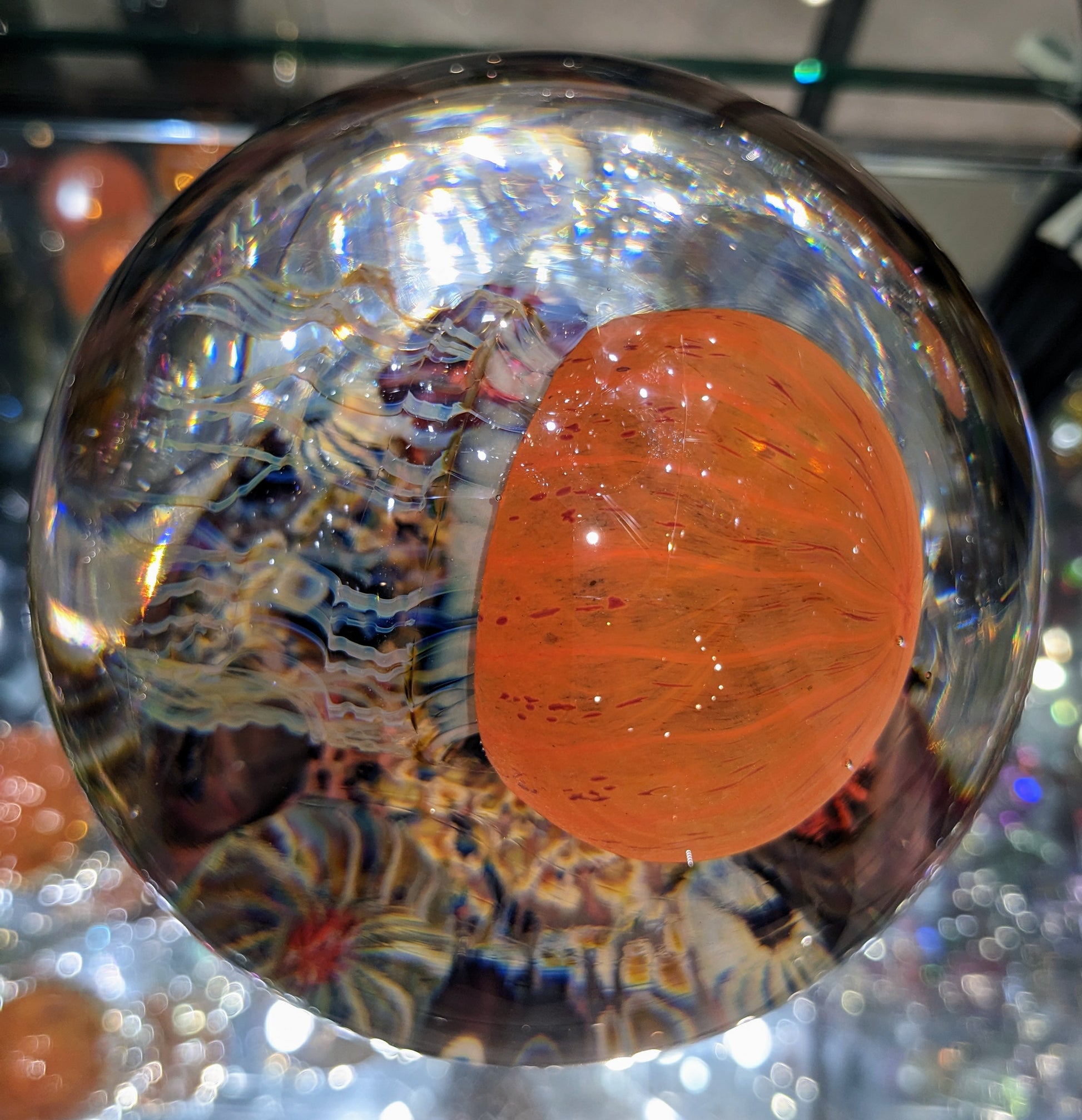 Satava orange glass jellyfish round