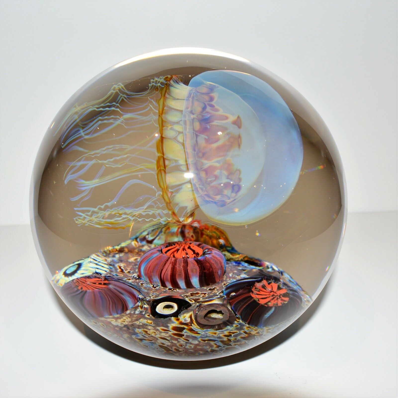 Satava Art Glass Moon blue Jellyfish Side swimmer 