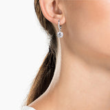 Angelic earrings Round cut crystal, White, Rhodium plated