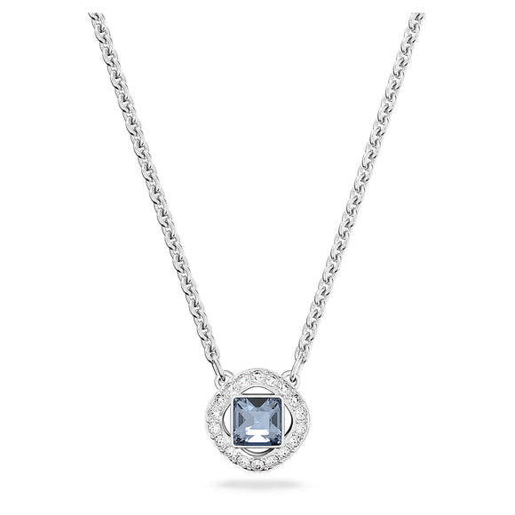 Angelic necklace Square cut, Blue, Rhodium plated 5662142