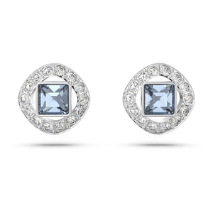 Angelic stud earrings Square cut, Blue, Rhodium plated 5662143