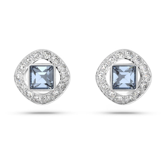 Angelic stud earrings Square cut, Blue, Rhodium plated 5662143