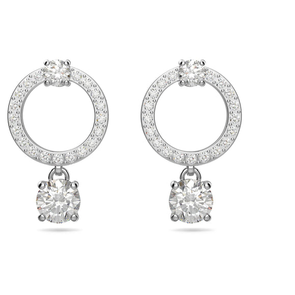 Attract-earrings-5563278 Circular, White, Rhodium plated