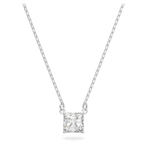 Attract Necklace, Square, White, Rhodium Plated