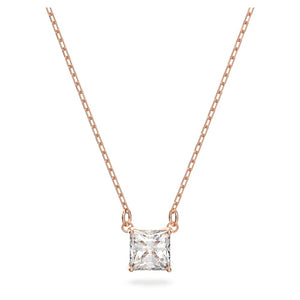 Attract Necklace, Square, White, Rose Gold-tone Plated