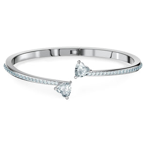 Attract Soul bangle Heart, White, Rhodium plated
