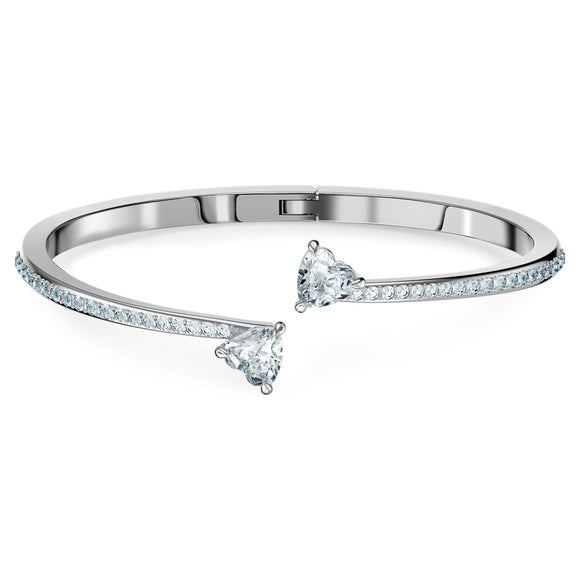Attract Soul bangle Heart, White, Rhodium plated