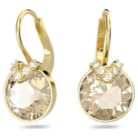 Bella V drop earrings Round cut, Gold tone, Gold-tone plated 5662093