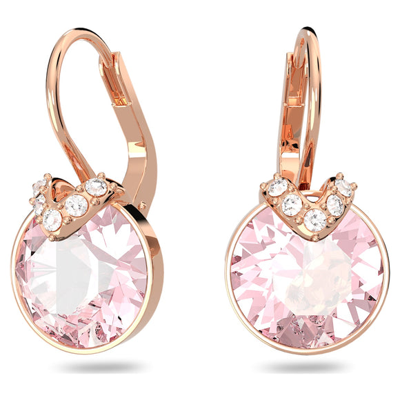 Bella V drop earrings Round cut, Pink, Rose gold-tone plated 5662114