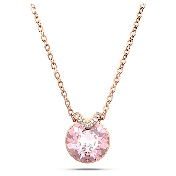 Bella V pendant Round cut, Pink, Rose gold-tone plated 5662088