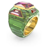 Chroma cocktail ring Green, Gold-tone plated