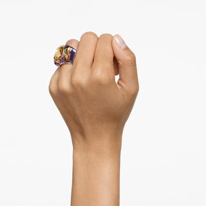 Chroma cocktail ring Purple, Gold-tone plated