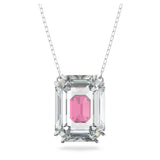 Chroma necklace Octagon cut, Pink, Rhodium plated 5608647