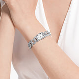 Cocktail watch Full pavé, Metal bracelet, Silver tone, Stainless steel 5547617